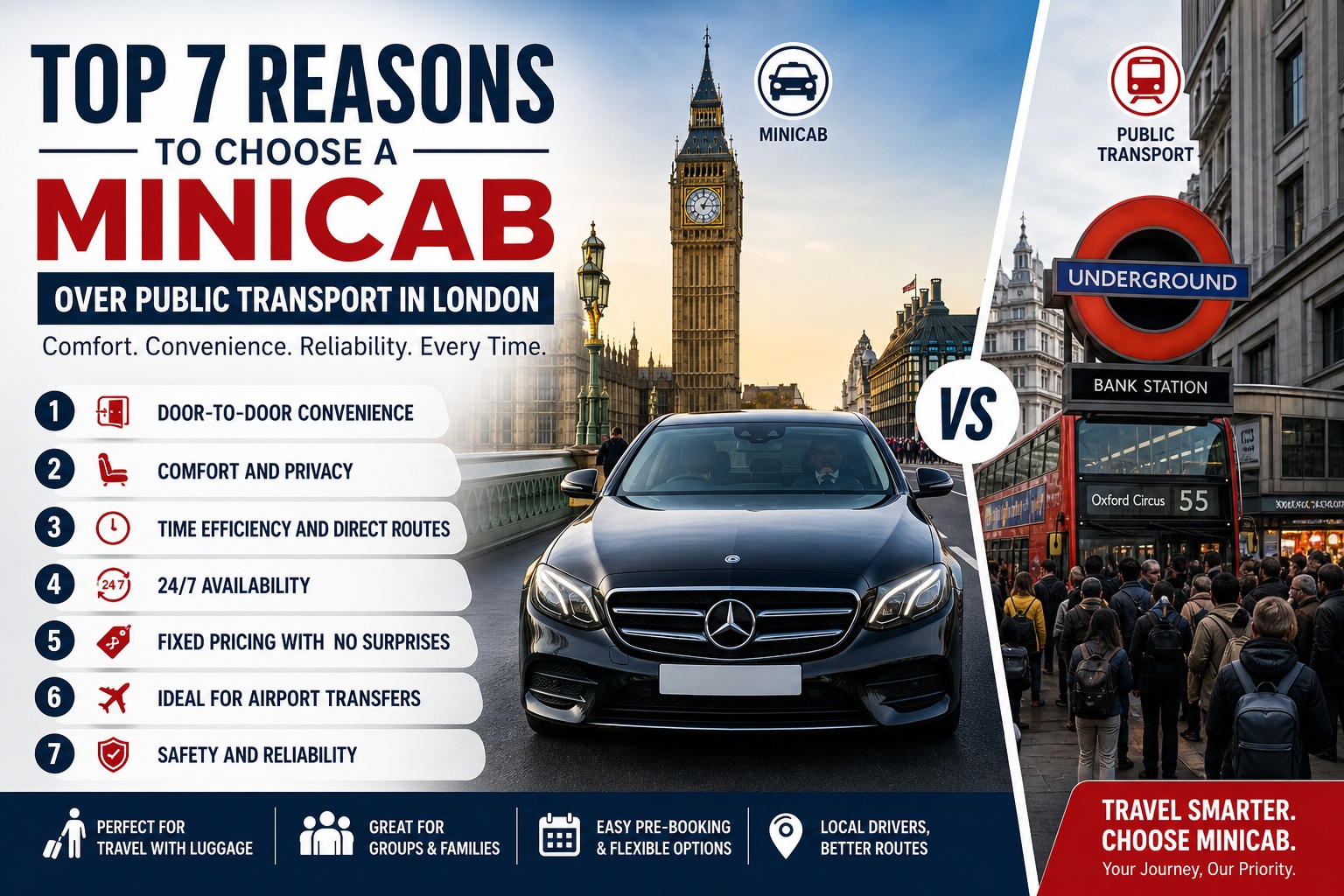 Top 7 Reasons to Choose a Minicab Over Public Transport in London